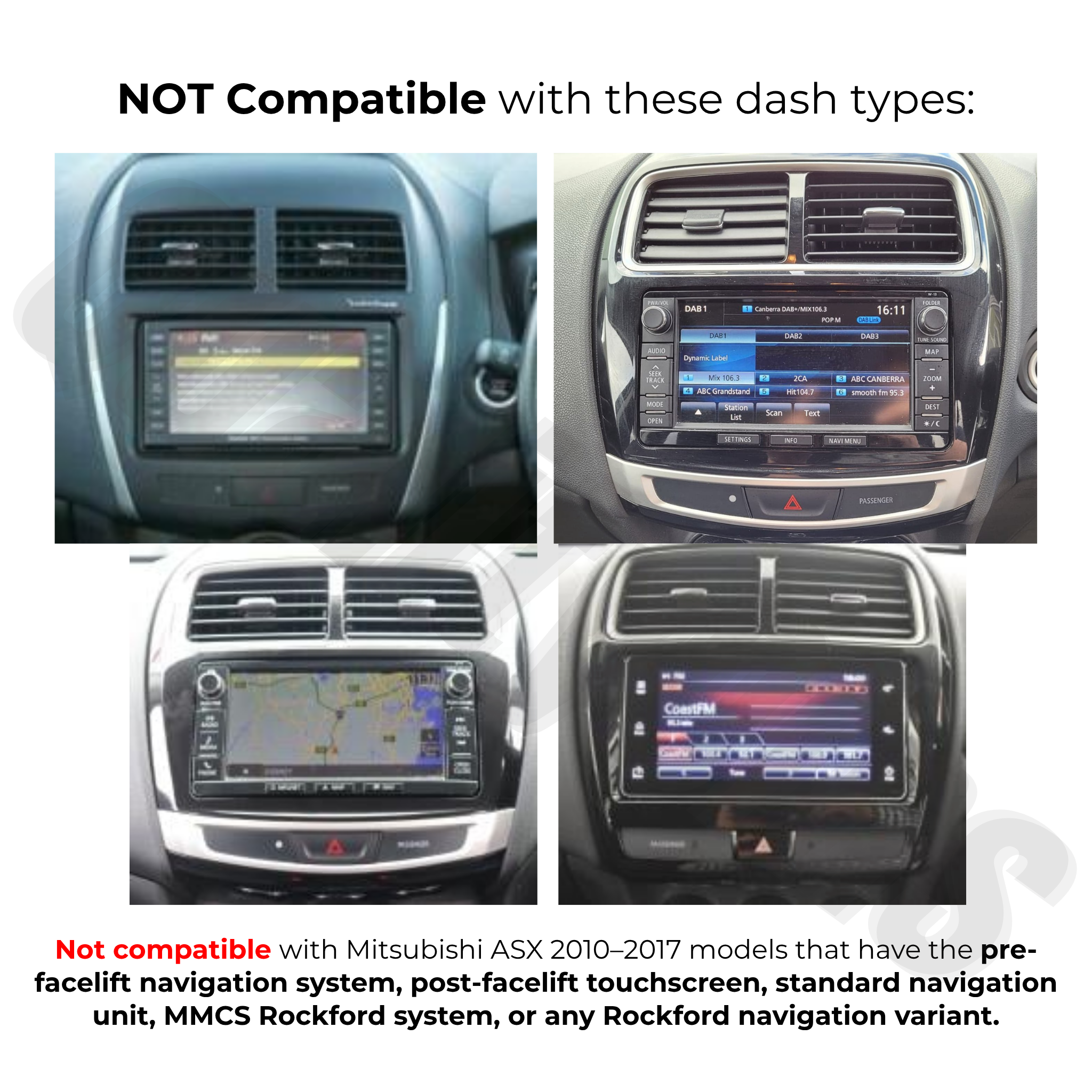 Mitsubishi ASX 2010-2017 Apple CarPlay and Android Auto Plug and Plug Head Unit Upgrade Kit