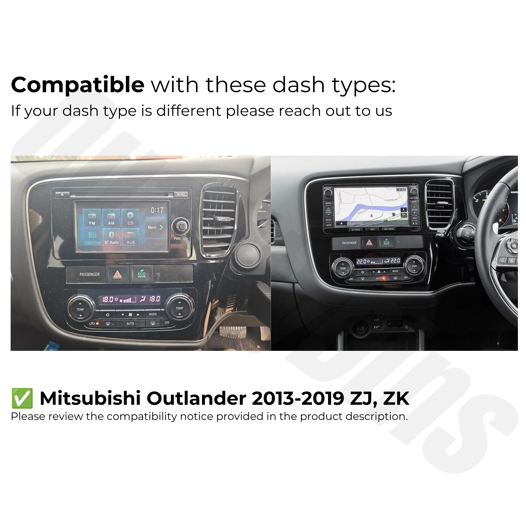 Mitsubishi Outlander 2012-2019 (ZJ, ZK) | Apple CarPlay & Android Auto Head Unit Upgrade Kit