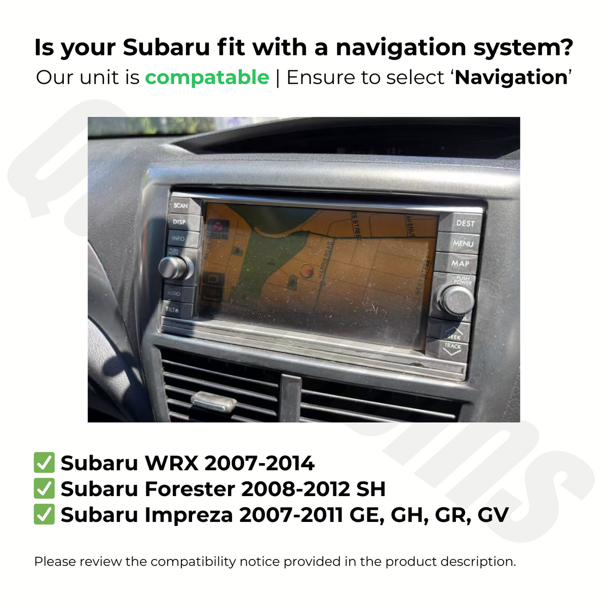 Subaru WRX | Impreza | Forester (2007-2014) | Apple CarPlay & Android Auto Head Unit Upgrade Kit | (Read Compatibility Section)