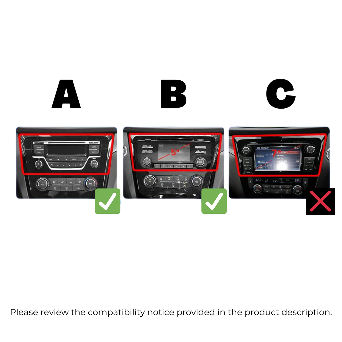Nissan Qashqai J11 Series 2014-2021 | Apple CarPlay & Android Auto Head Unit Upgrade Kit | Fits Specific Dash Type (See Photo)