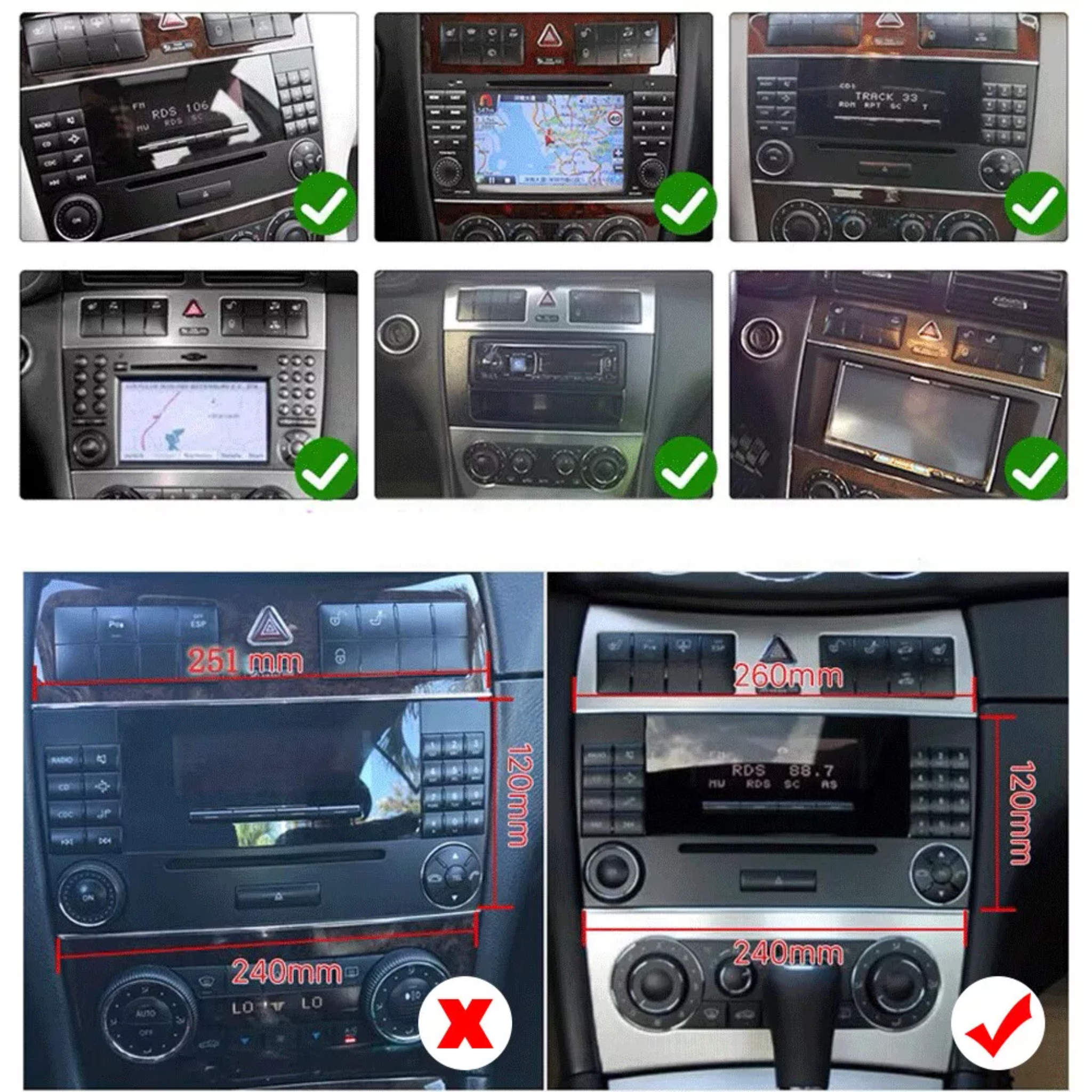 Mercedes-Benz C-Class, CLK, CLC, G-Class (W203/W209) 2005-2009 Apple CarPlay & Android Auto Plug & Play Head Unit Upgrade Kit
