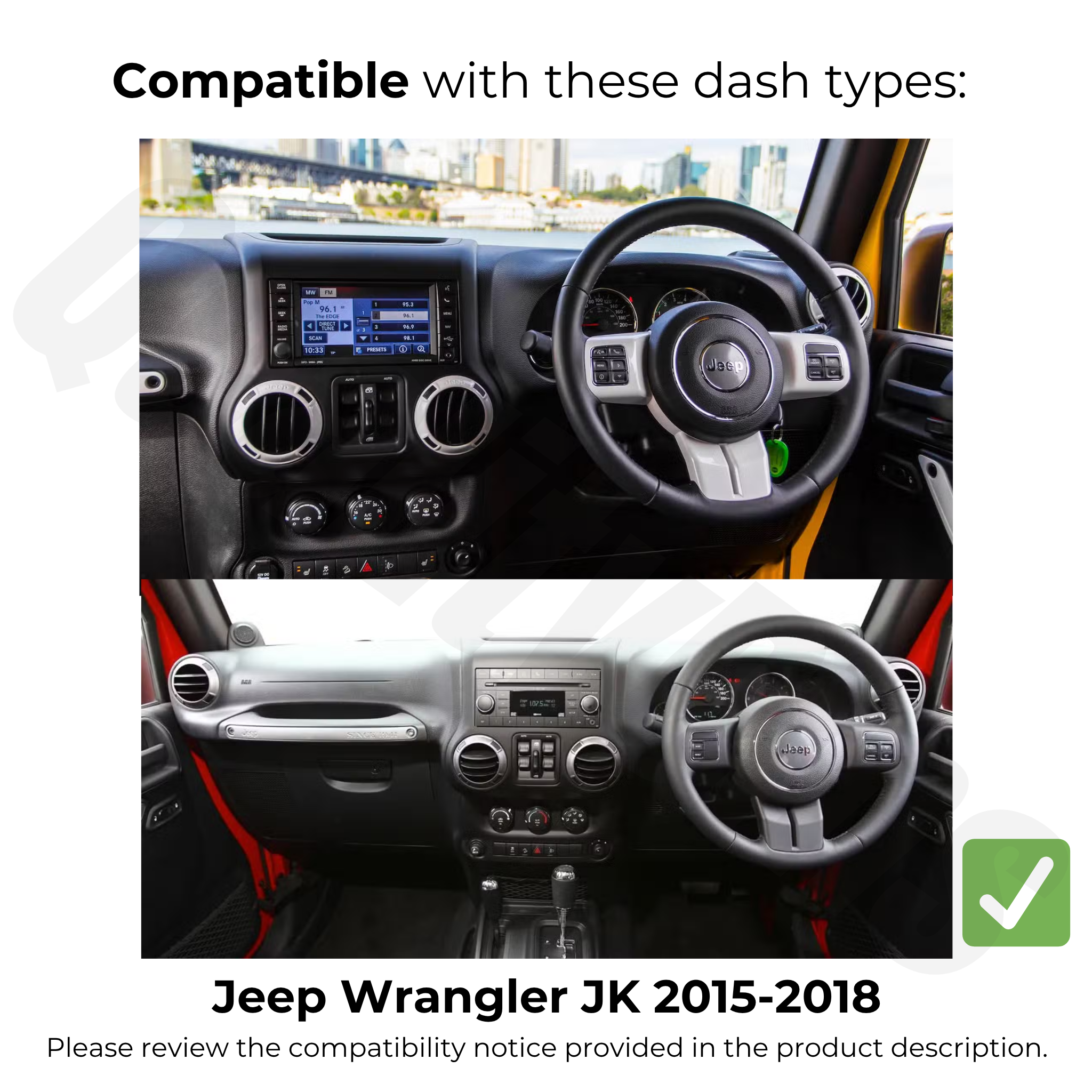 Jeep Wrangler JK 2015-2018 | Apple CarPlay & Android Auto Head Unit Upgrade Kit