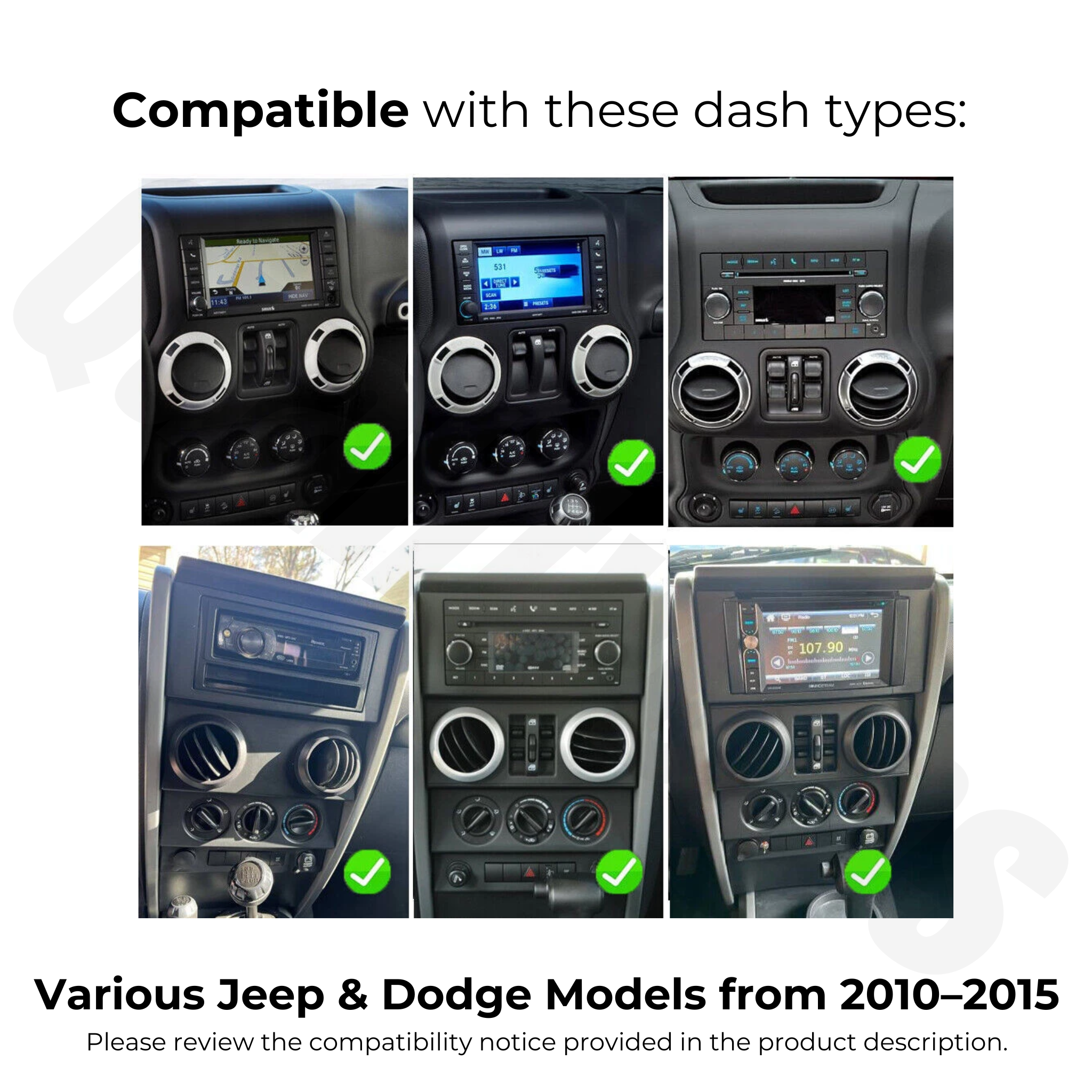 Jeep & Dodge 2010–2015 | Apple CarPlay & Android Auto Head Unit Upgrade Kit | (Various Models & Trims)