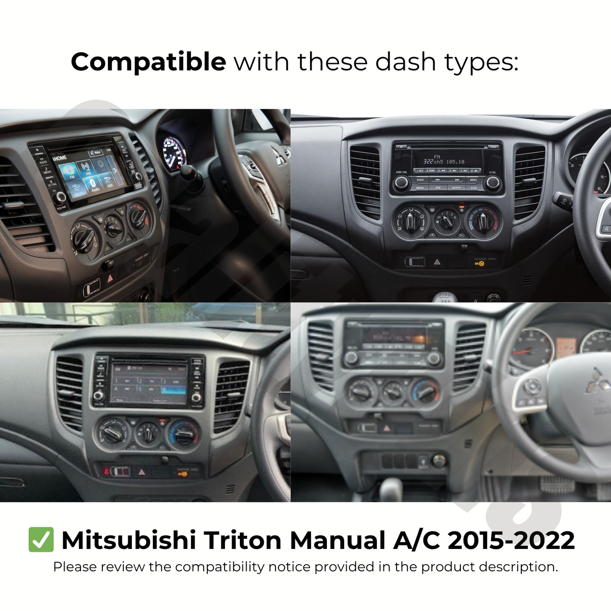 Mitsubishi Triton Manual A/C 2015-2022 | Apple CarPlay & Android Auto Head Unit Upgrade Kit