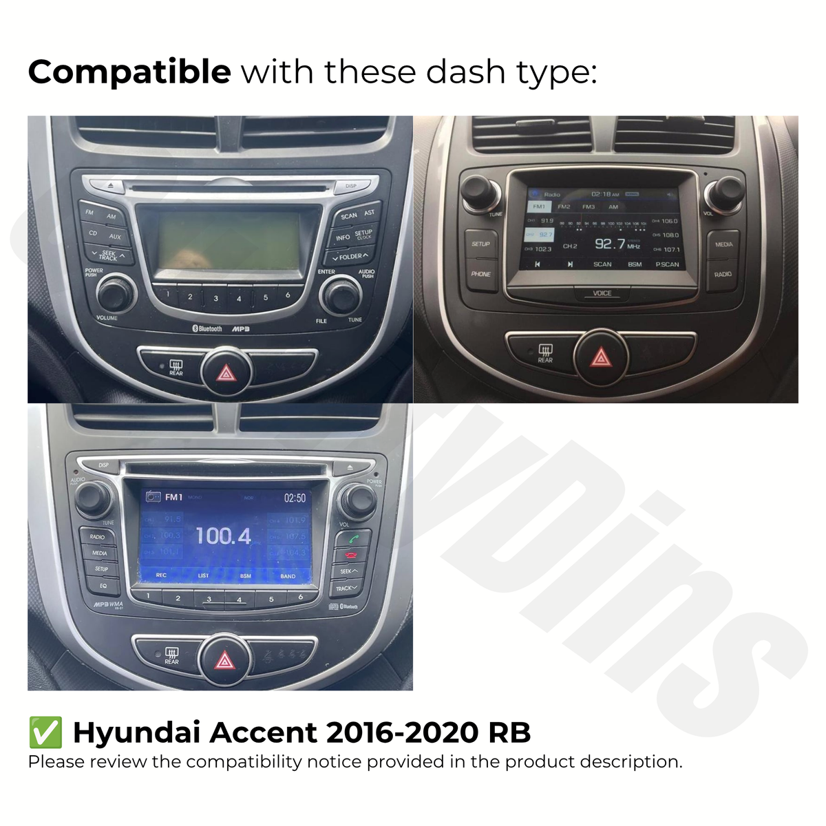 Hyundai Accent 2016-2020 RB | Apple CarPlay & Android Auto Head Unit Upgrade Kit