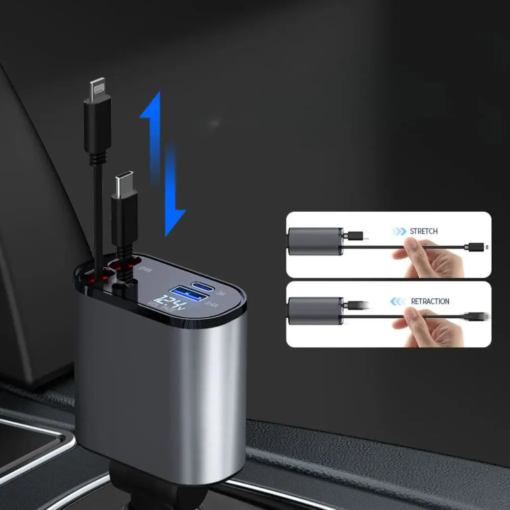 4 in 1 Retractable Phone Car Charger