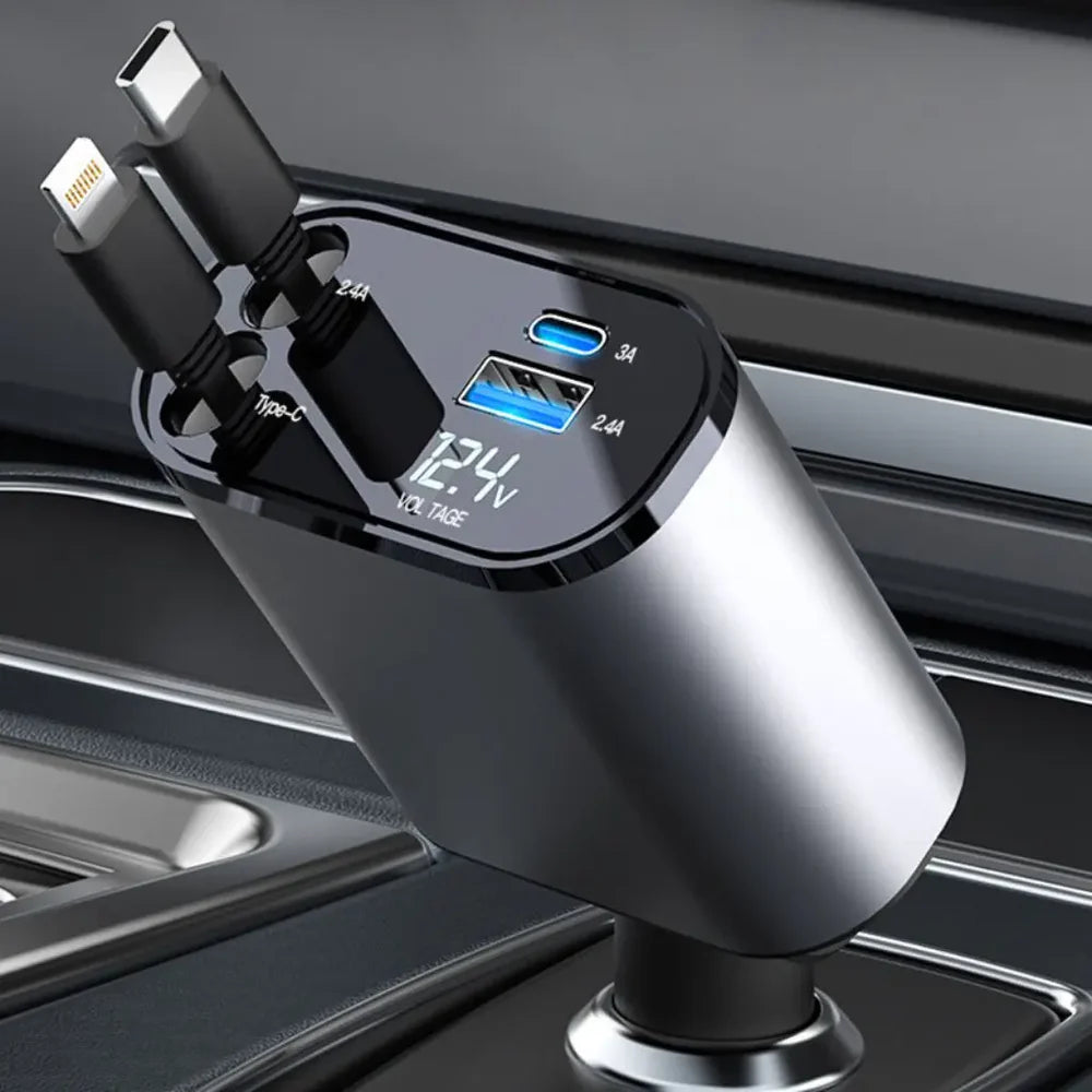 4 in 1 Retractable Phone Car Charger
