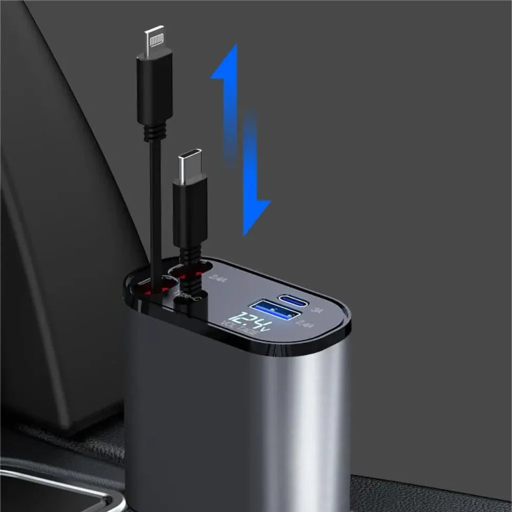 4 in 1 Retractable Phone Car Charger