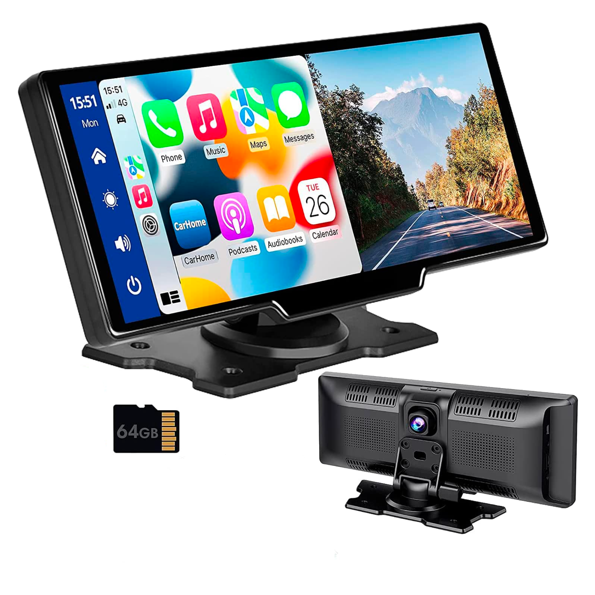 9.3″ Wireless Apple CarPlay & Android Auto Tablet with Built-In Dash Cam