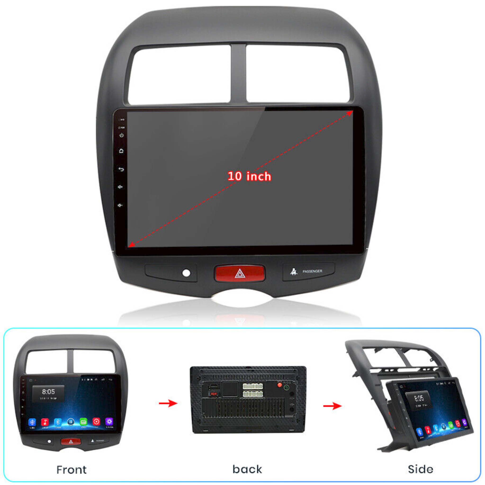 Mitsubishi ASX 2009-2017 Apple CarPlay and Android Auto Plug and Plug Head Unit Upgrade Kit