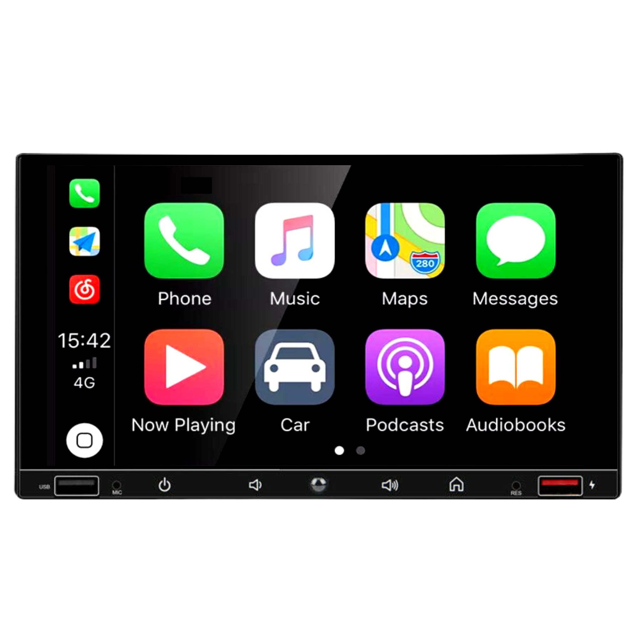 Apple CarPlay & Android Auto 7” Bottom Buttons + 2 USB Ports - A2916 Touchscreen Head Unit