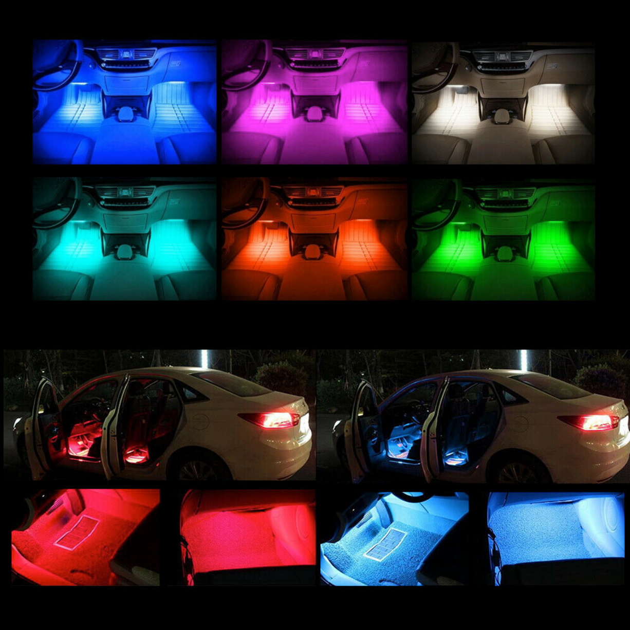 Bluetooth App Controlled LED RGB Car Interior Light Strips