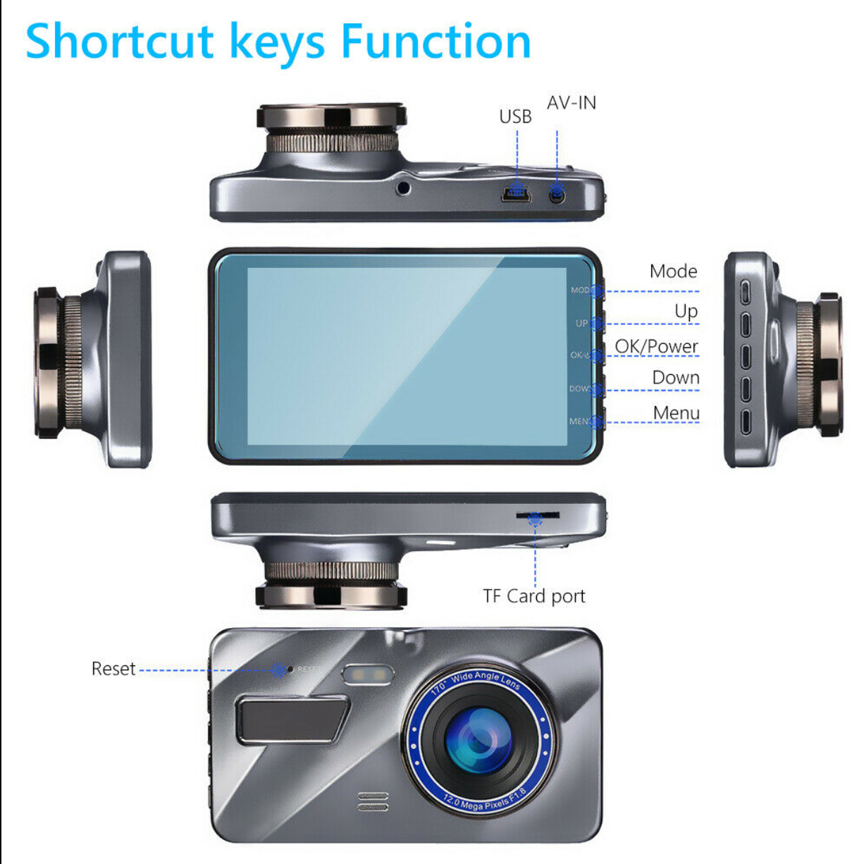 1080P Front & Rear Night Vision Dual Dash Camera Video Recorder