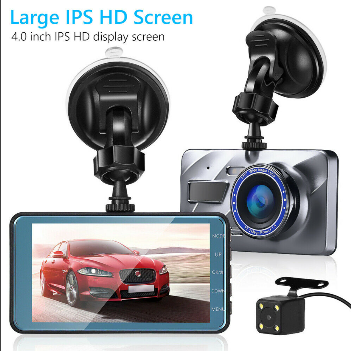 1080P Front & Rear Night Vision Dual Dash Camera Video Recorder