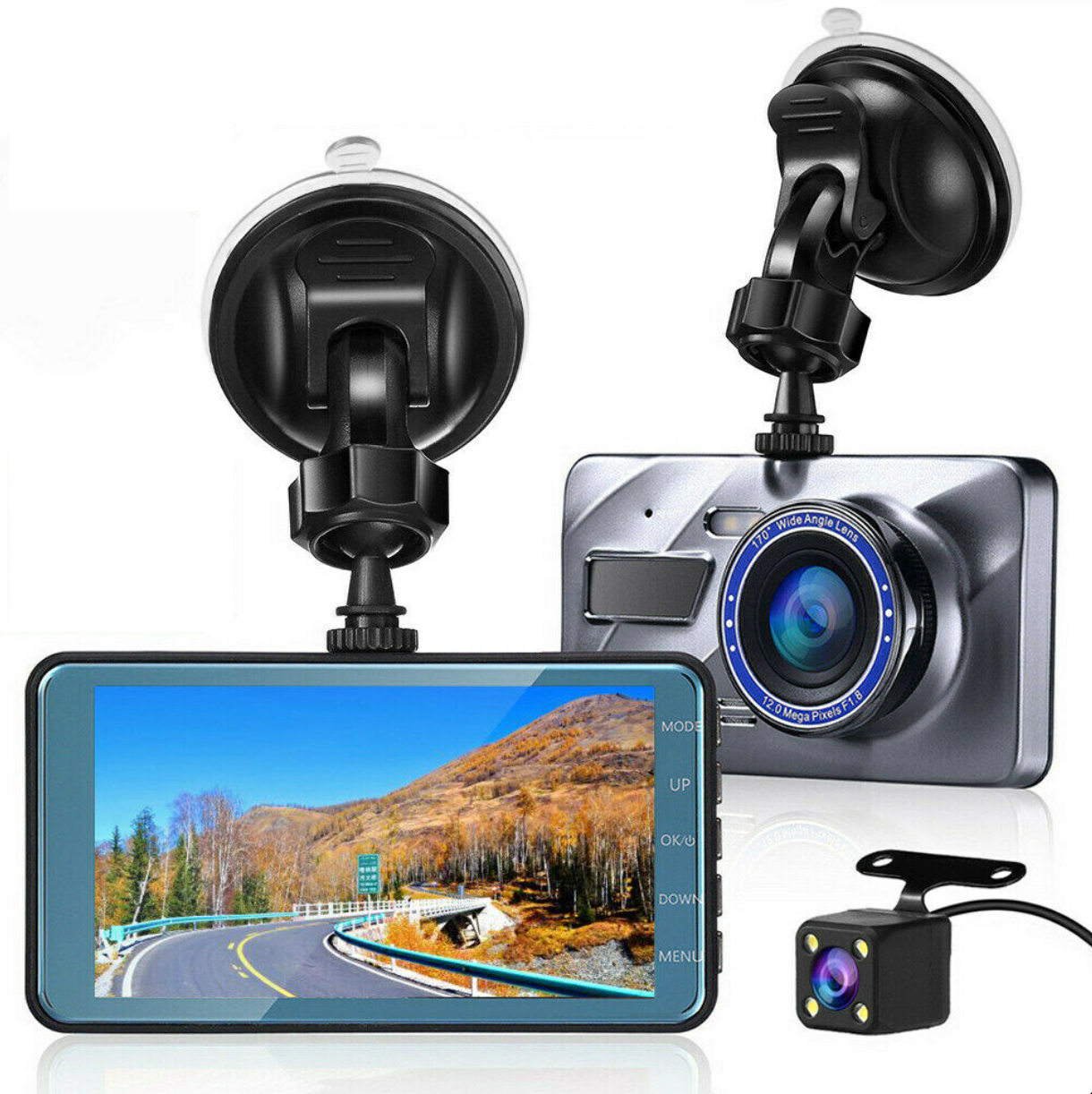 1080P Front Rear Night Vision Dual Dash Camera Video Recorder