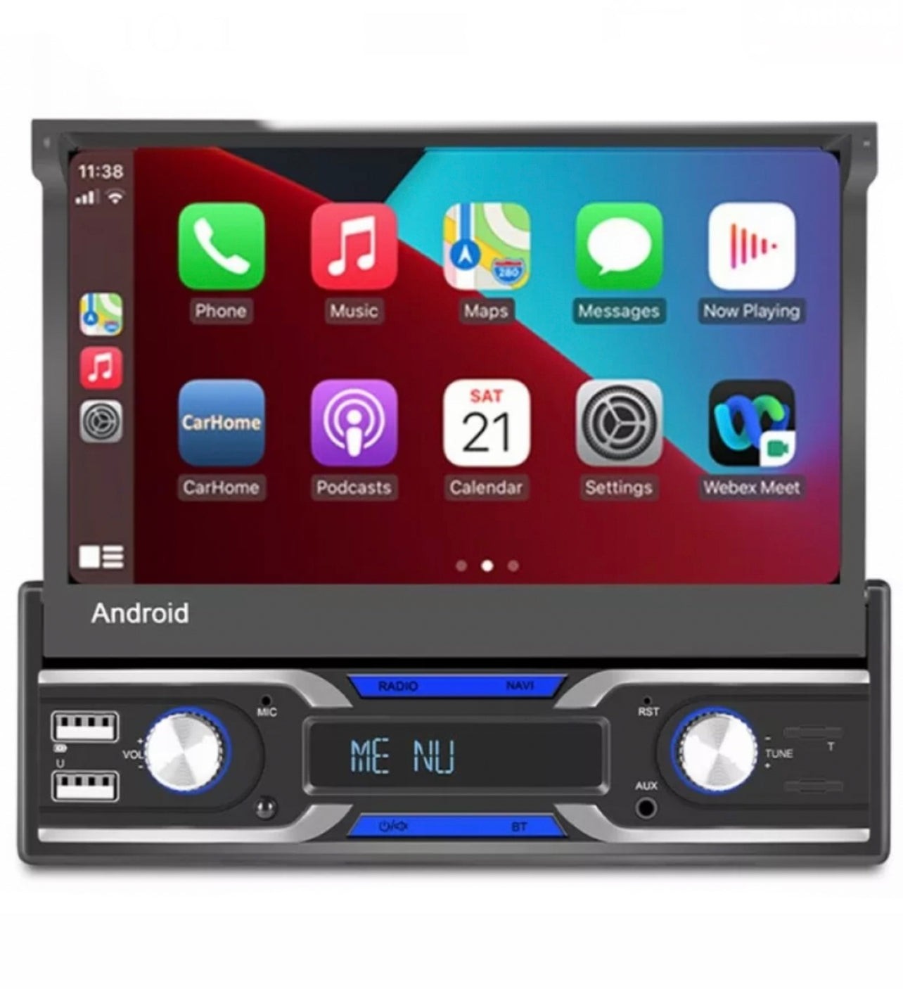 Wireless Apple CarPlay Single Din Pop Out Touchscreen Head Unit