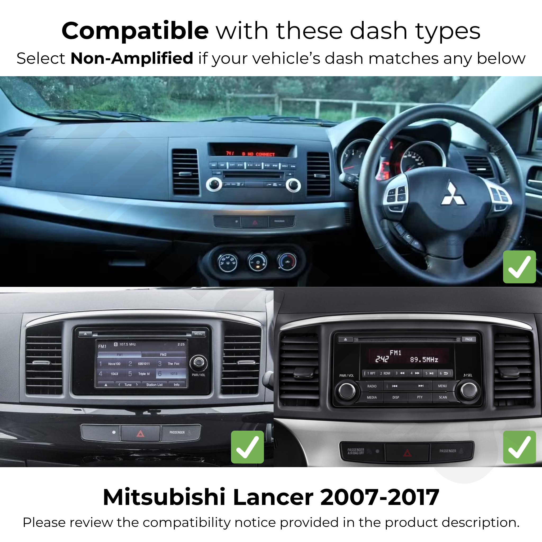 Mitsubishi Lancer 2007-2017 | Apple CarPlay & Android Auto Head Unit Upgrade Kit