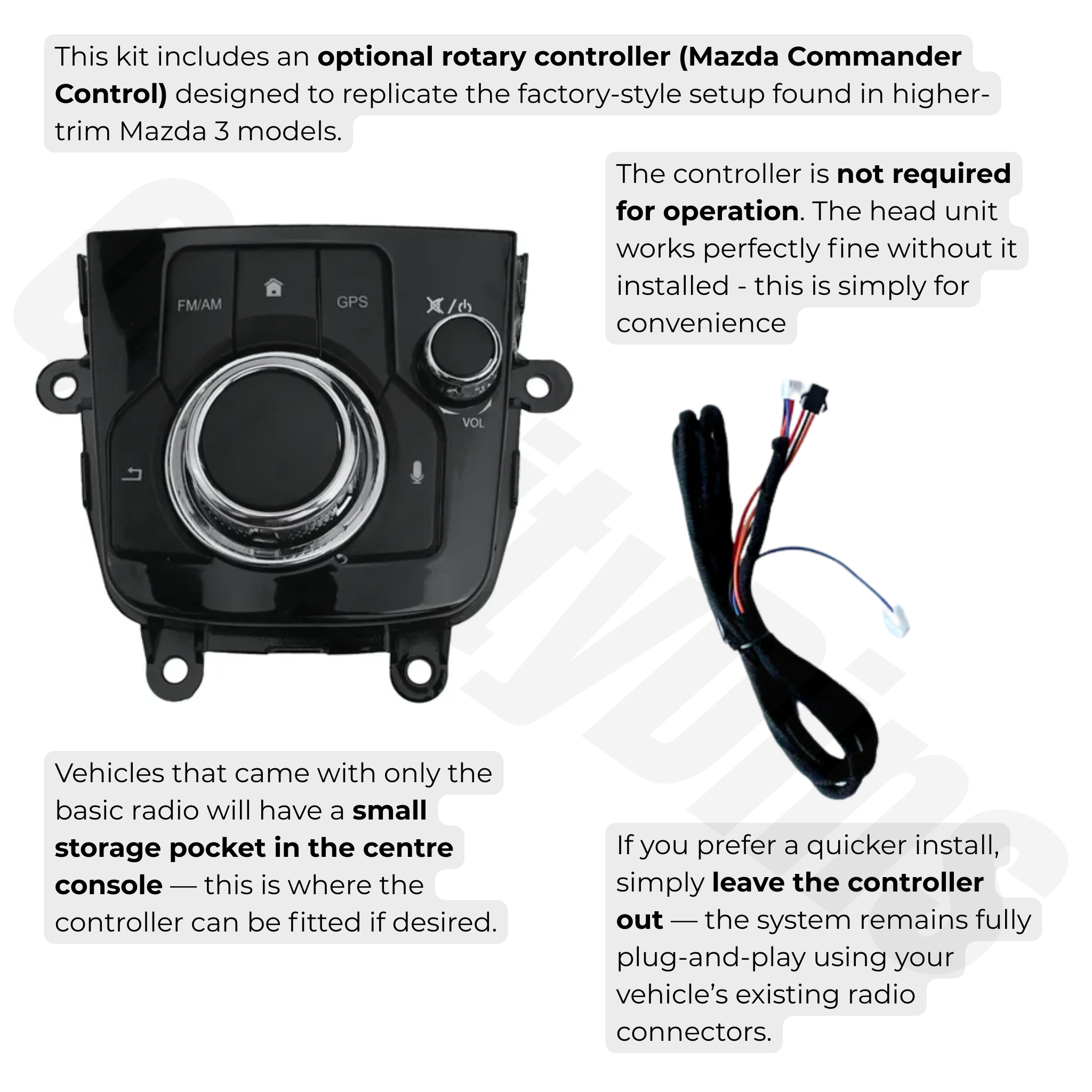 Mazda 3 2013-2018 | Apple CarPlay & Android Auto Head Unit Upgrade Kit | (See Photos)