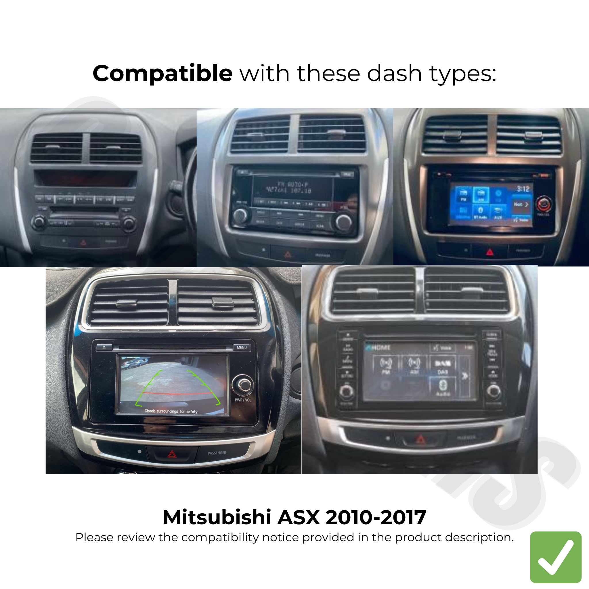 Mitsubishi ASX 2010-2017 Apple CarPlay and Android Auto Plug and Plug Head Unit Upgrade Kit