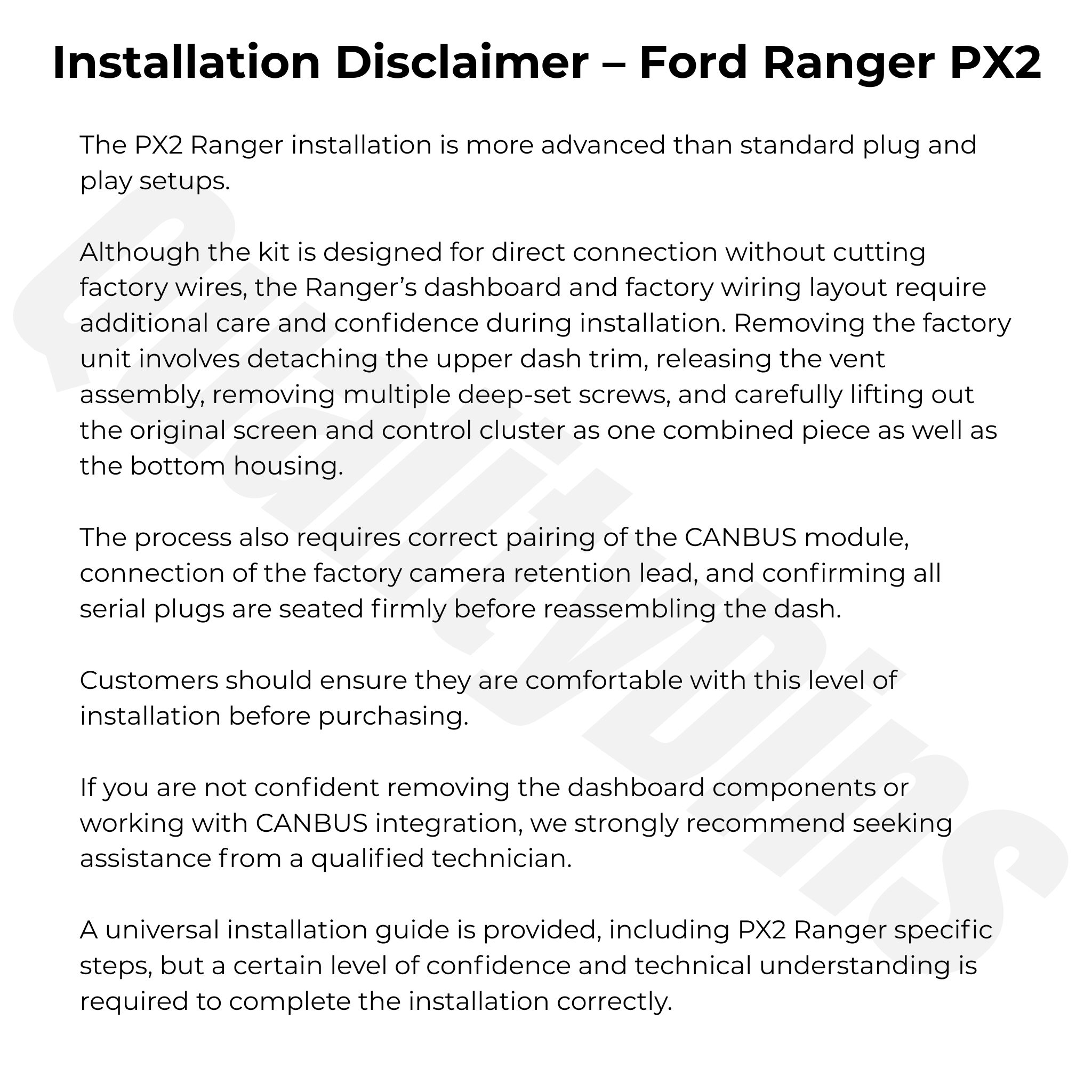 Ford Ranger PX2 2015-2019  | Apple CarPlay & Android Auto Head Unit Upgrade Kit
