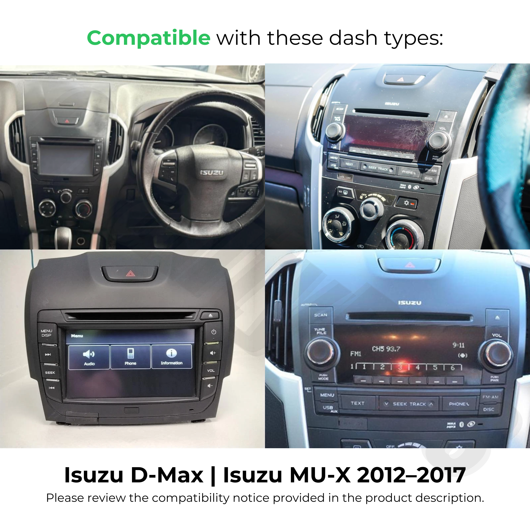 Isuzu D-Max & MU-X 2012–2017 | Apple CarPlay & Android Auto Head Unit Upgrade Kit