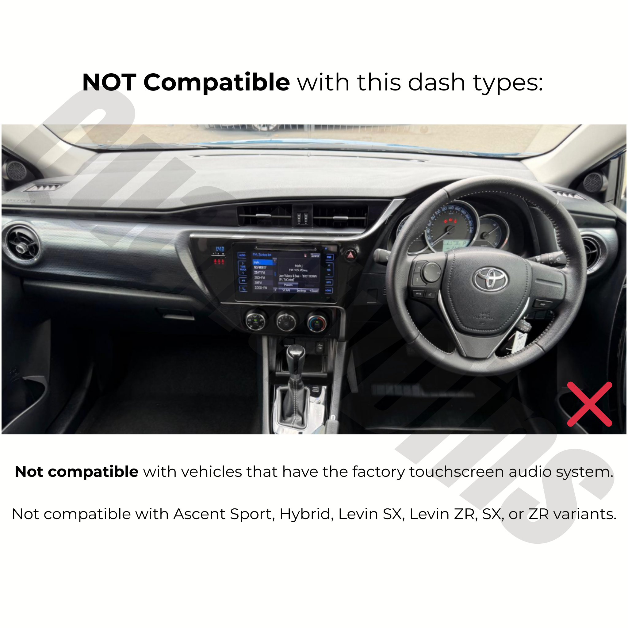 Toyota Corolla 2012-2015 | Apple CarPlay & Android Auto Head Unit Upgrade Kit | (Hatch)