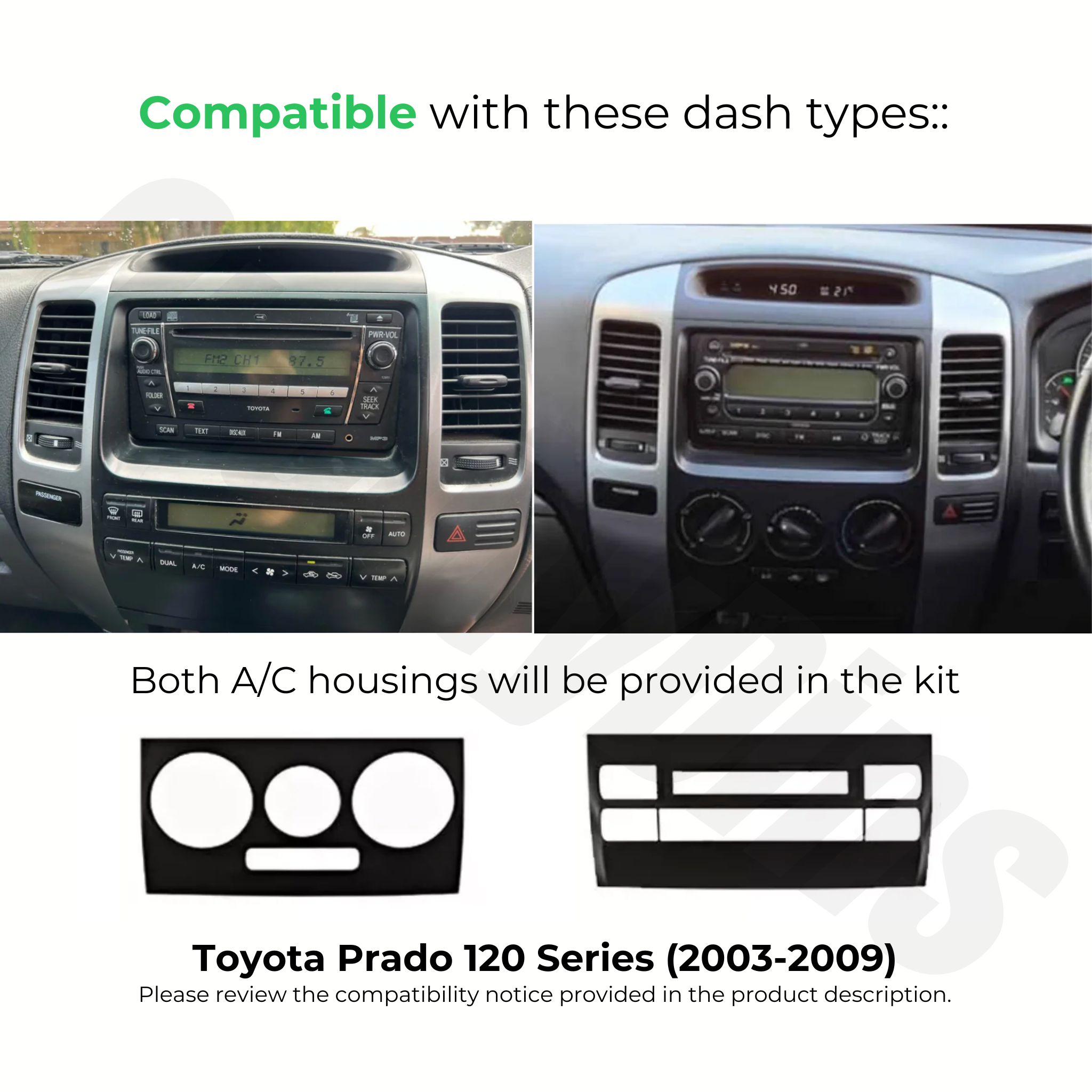 Toyota Prado 120 Series (2003-2009)  | Apple CarPlay & Android Auto Head Unit Upgrade Kit