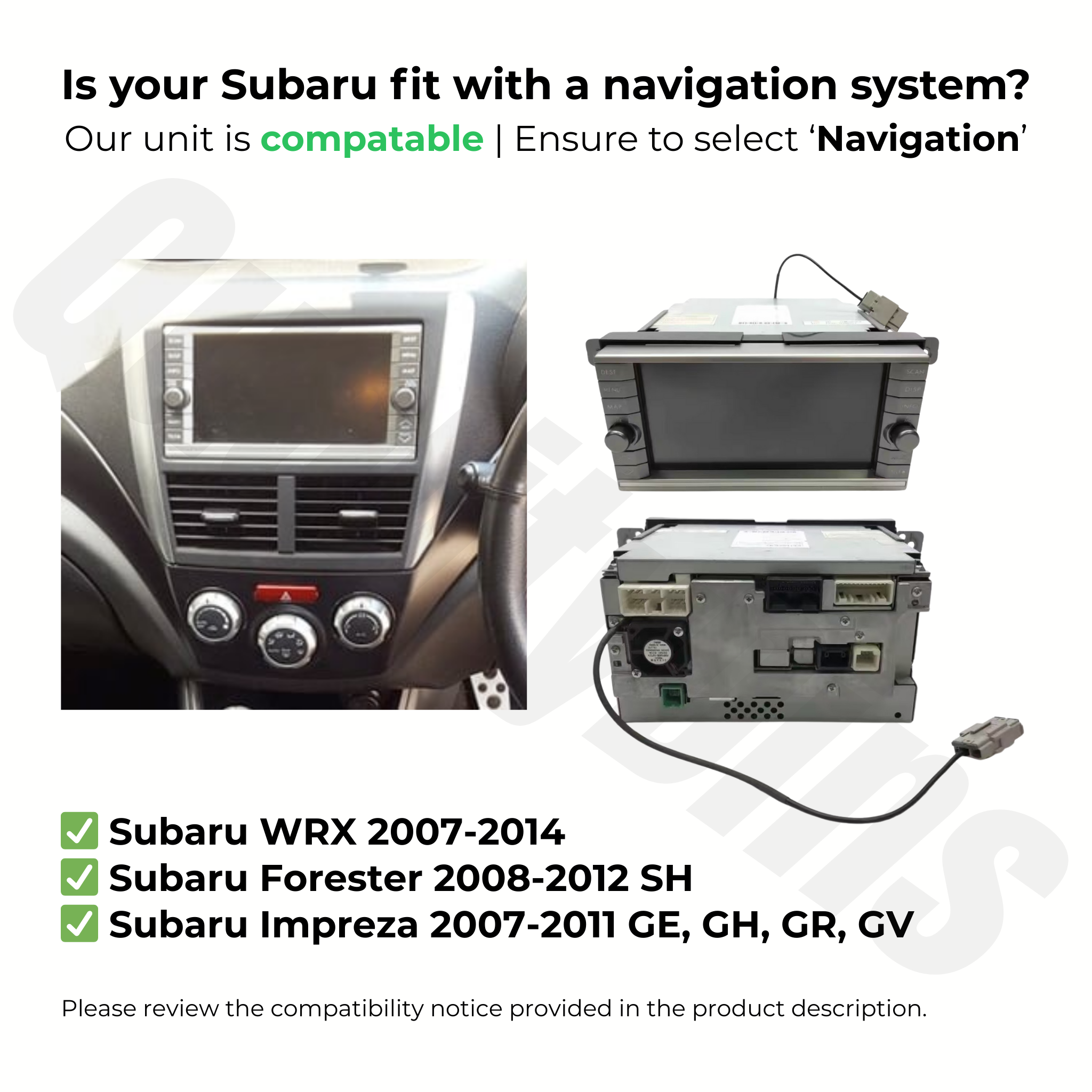 Subaru WRX | Impreza | Forester (2007-2014) | Apple CarPlay & Android Auto Head Unit Upgrade Kit | (Read Compatibility Section)