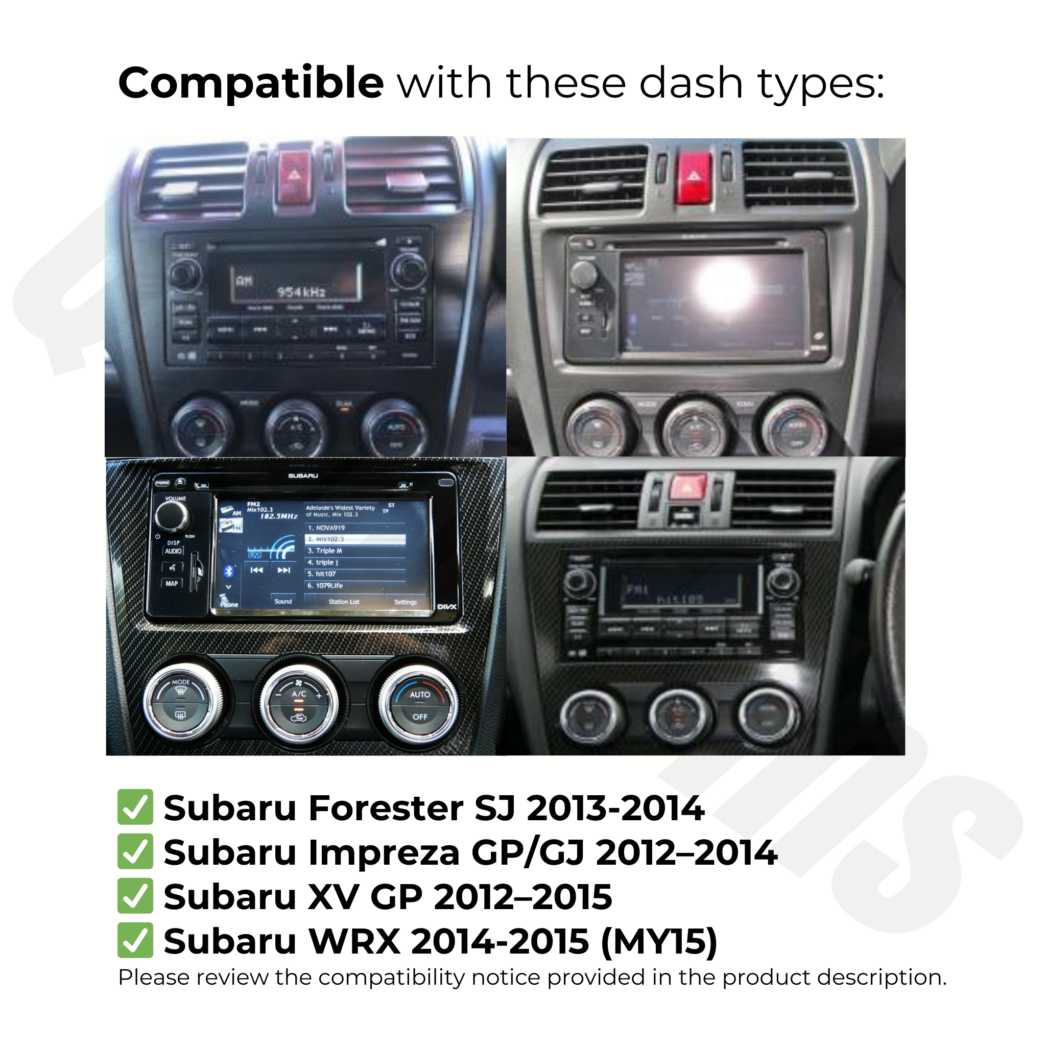 Subaru Forester/Impreza/XV/WRX 2012-2015 | Apple CarPlay & Android Auto Head Unit Upgrade Kit | Read Compatibility Notice