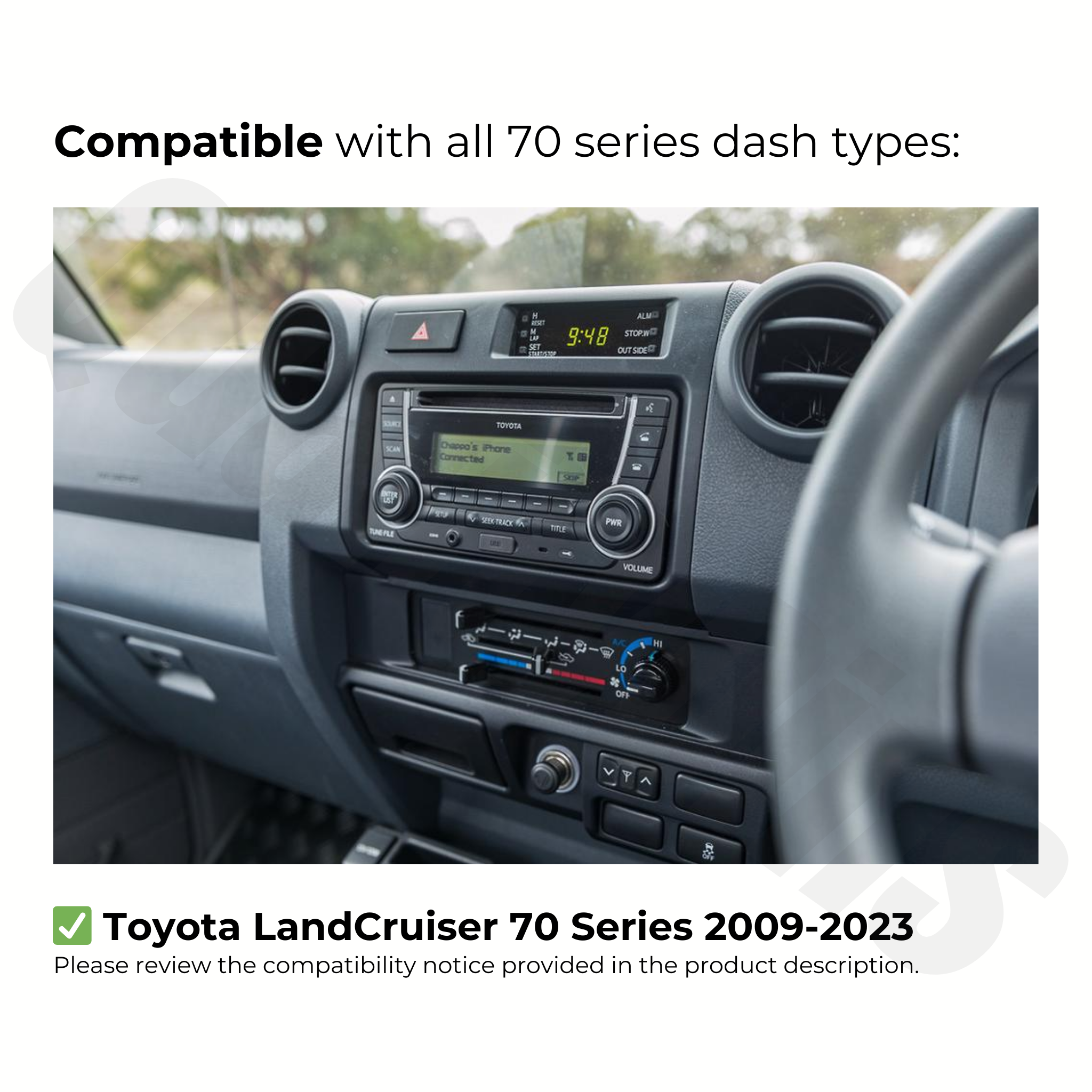 Toyota LandCruiser 70 Series 2009-2023 | Apple CarPlay & Android Auto Head Unit Upgrade Kit