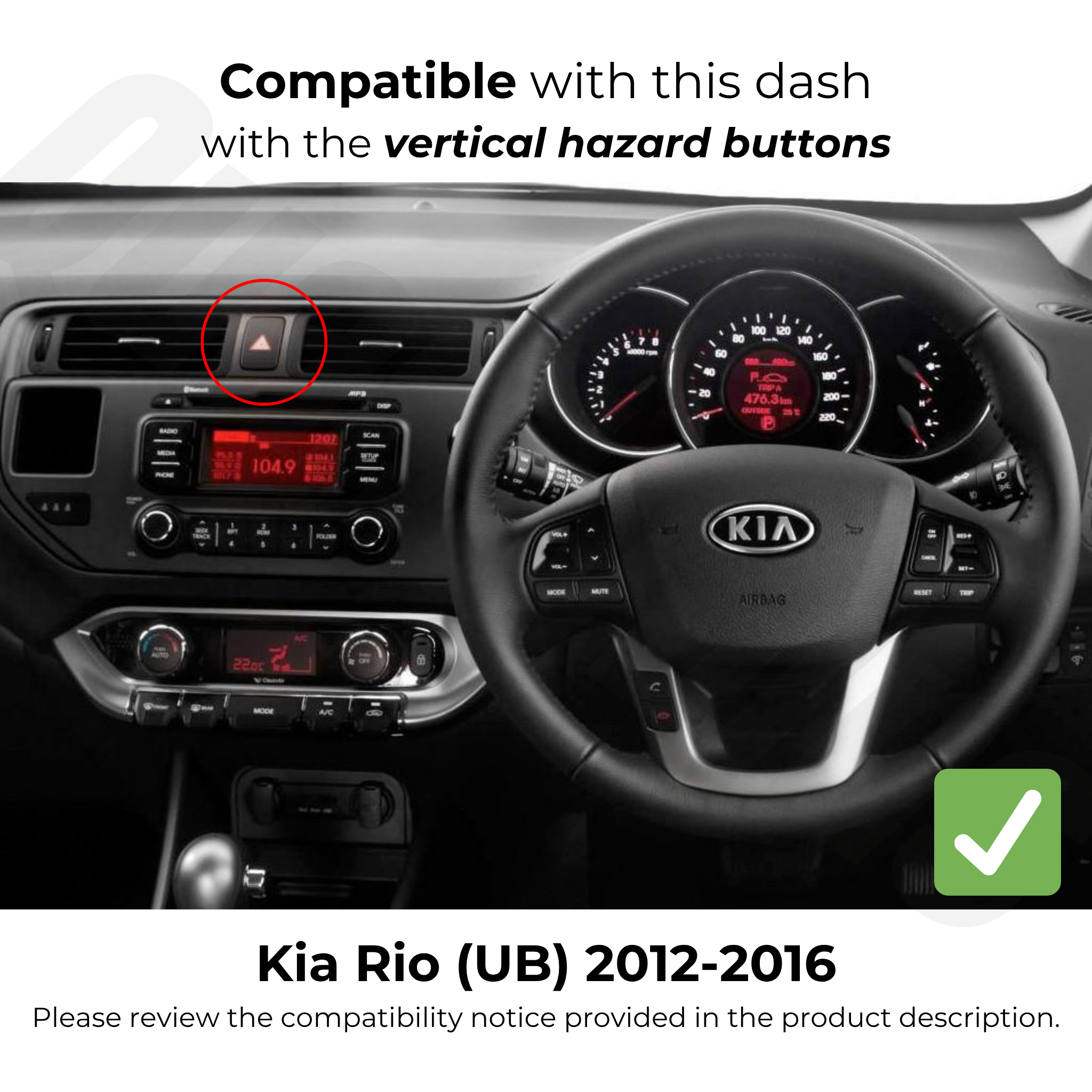 Kia Rio (UB) 2012-2016 | Apple CarPlay & Android Auto Head Unit Upgrade Kit