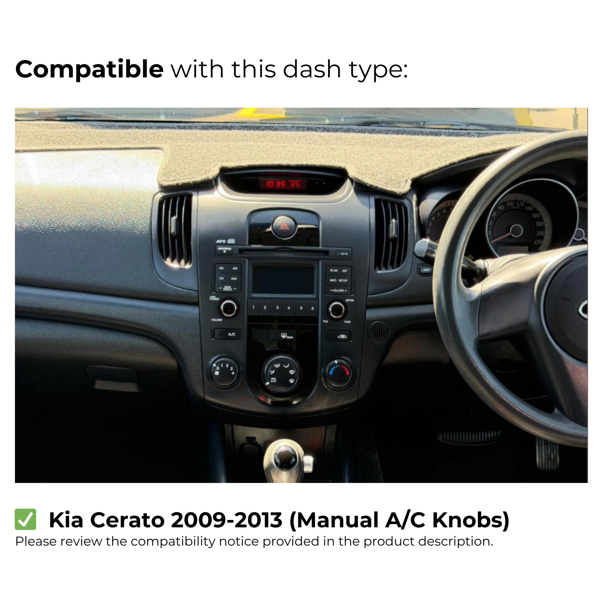Kia Cerato 2009-2013 | Apple CarPlay & Android Auto Head Unit Upgrade Kit | Manual A/C Knobs