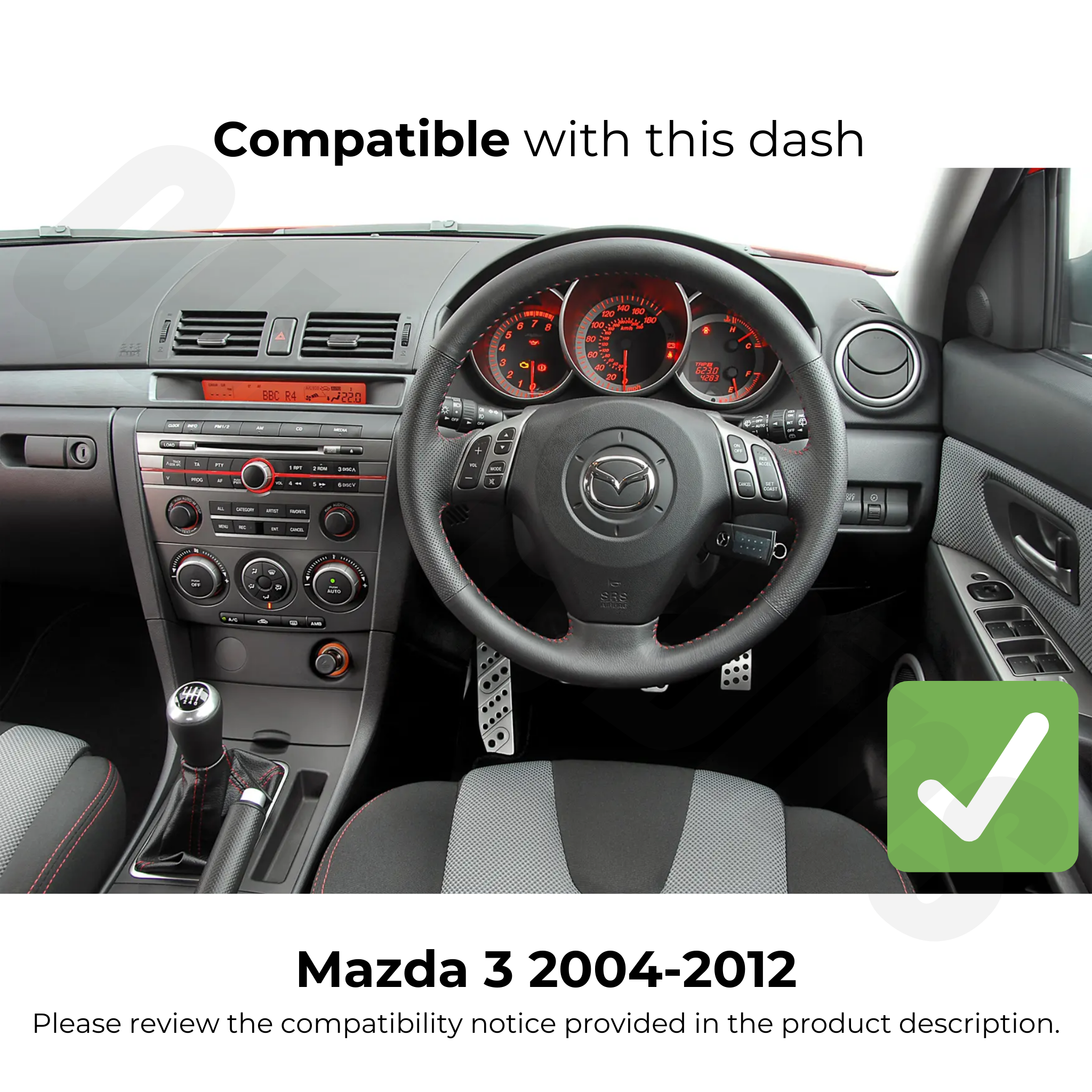 Mazda 3 BK Series 2004–2012 | Apple CarPlay & Android Auto Head Unit Upgrade Kit | Fits Early Dash (See Photo)