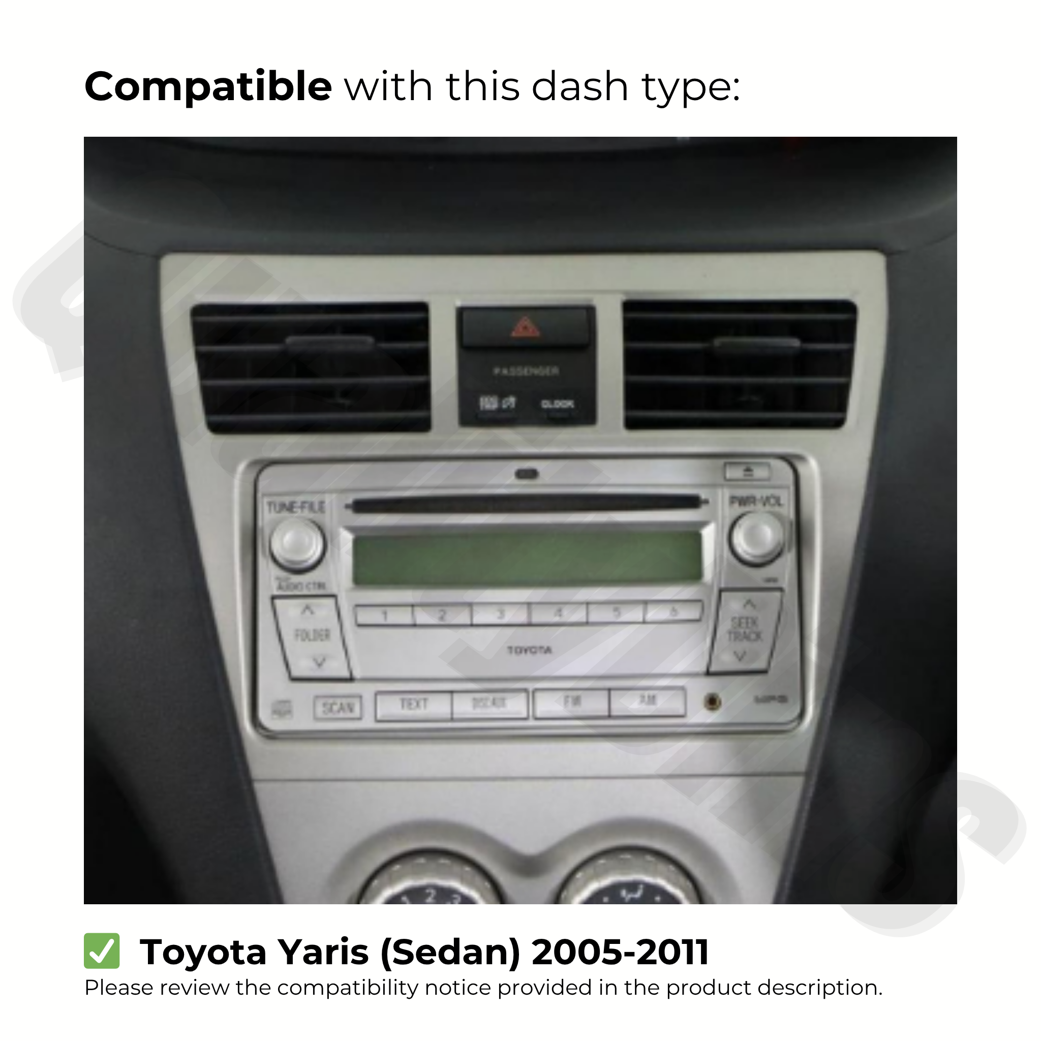 Toyota Yaris (Sedan) 2005-2011 | Apple CarPlay & Android Auto Head Unit Upgrade Kit