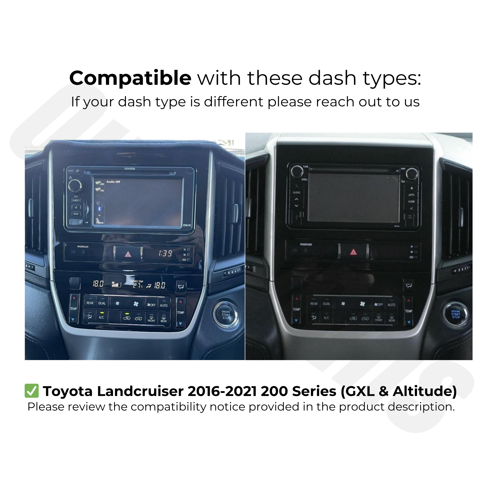 Toyota Landcruiser 200 Series (GXL & Altitude) 2016-2021 | Apple CarPlay & Android Auto Head Unit Upgrade Kit