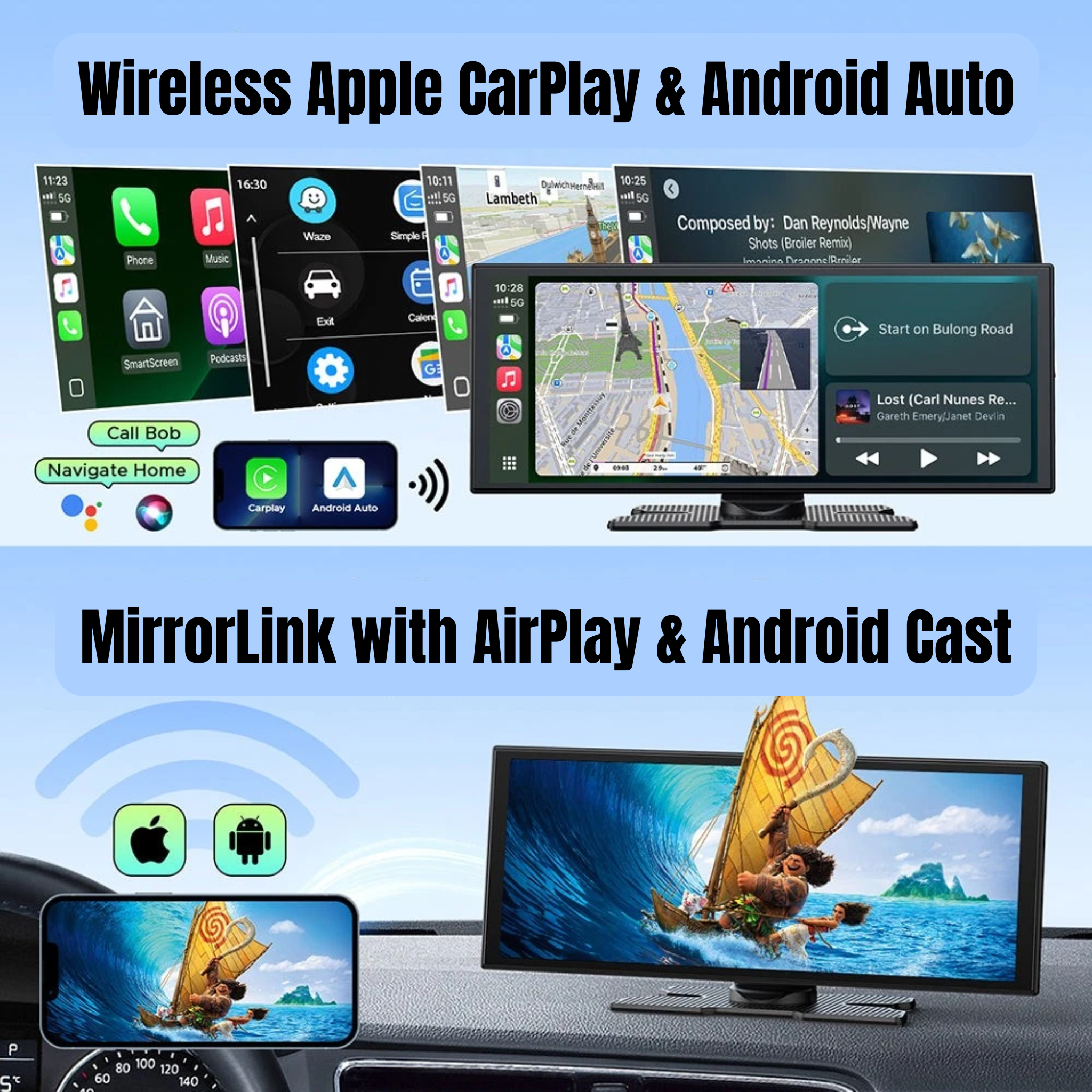 Wireless Apple CarPlay & Android Auto CarTablet (10.26")