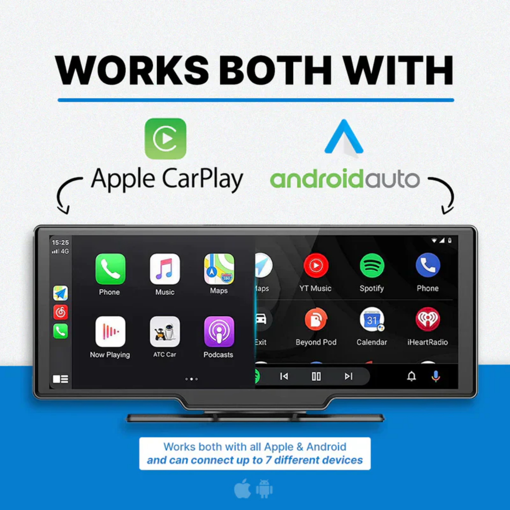 Wireless Apple CarPlay & Android Auto CarTablet (10.26")