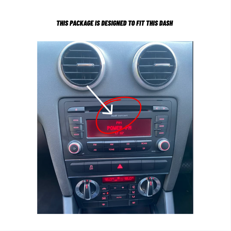 Audi A3 2008–2012 Apple CarPlay & Android Auto Plug & Play Head Unit Upgrade Kit