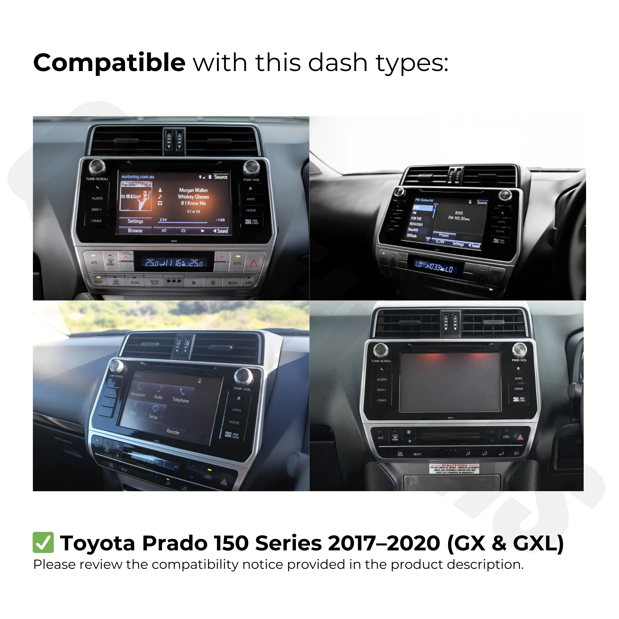 Toyota Prado 150 Series 2017–2020 (GX & GXL) | Apple CarPlay & Android Auto Head Unit Upgrade Kit