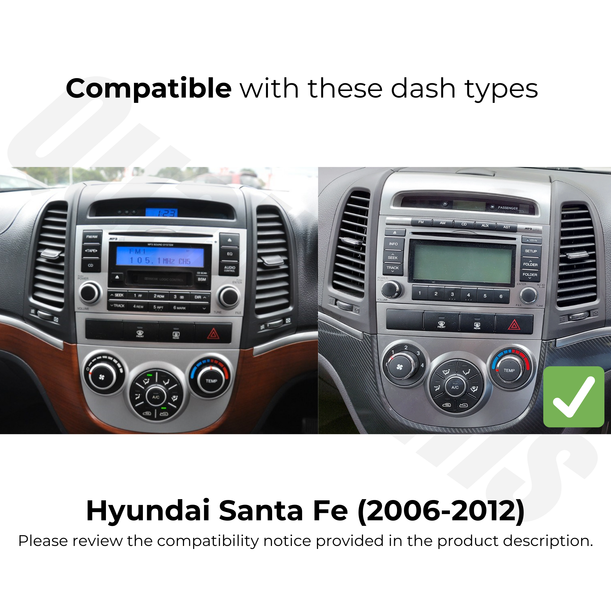 Hyundai Santa Fe 2006-2008 | Apple CarPlay & Android Auto Head Unit Upgrade Kit