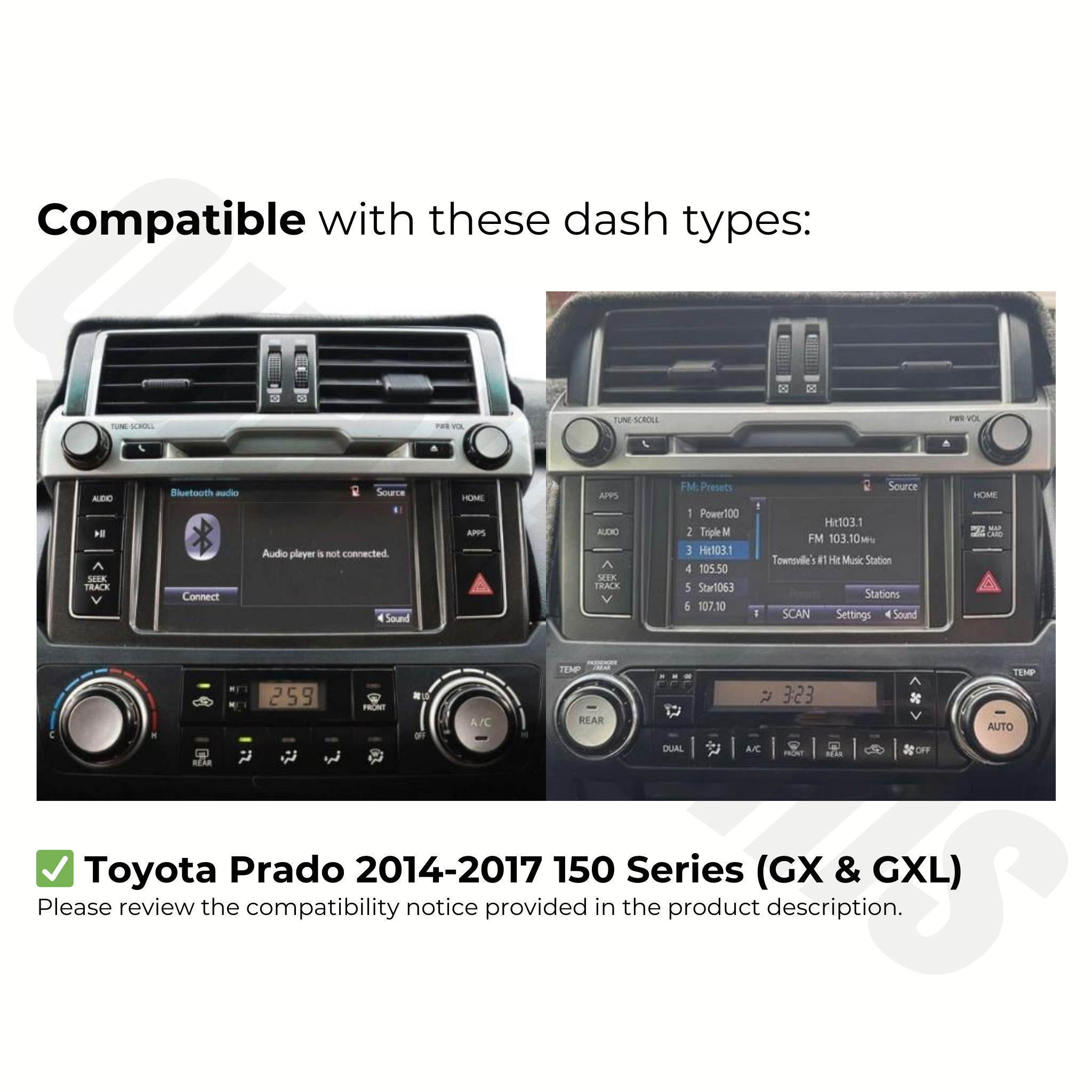 Toyota Prado 150 Series 2014–2017 (GX & GXL) | Apple CarPlay & Android Auto Head Unit Upgrade Kit