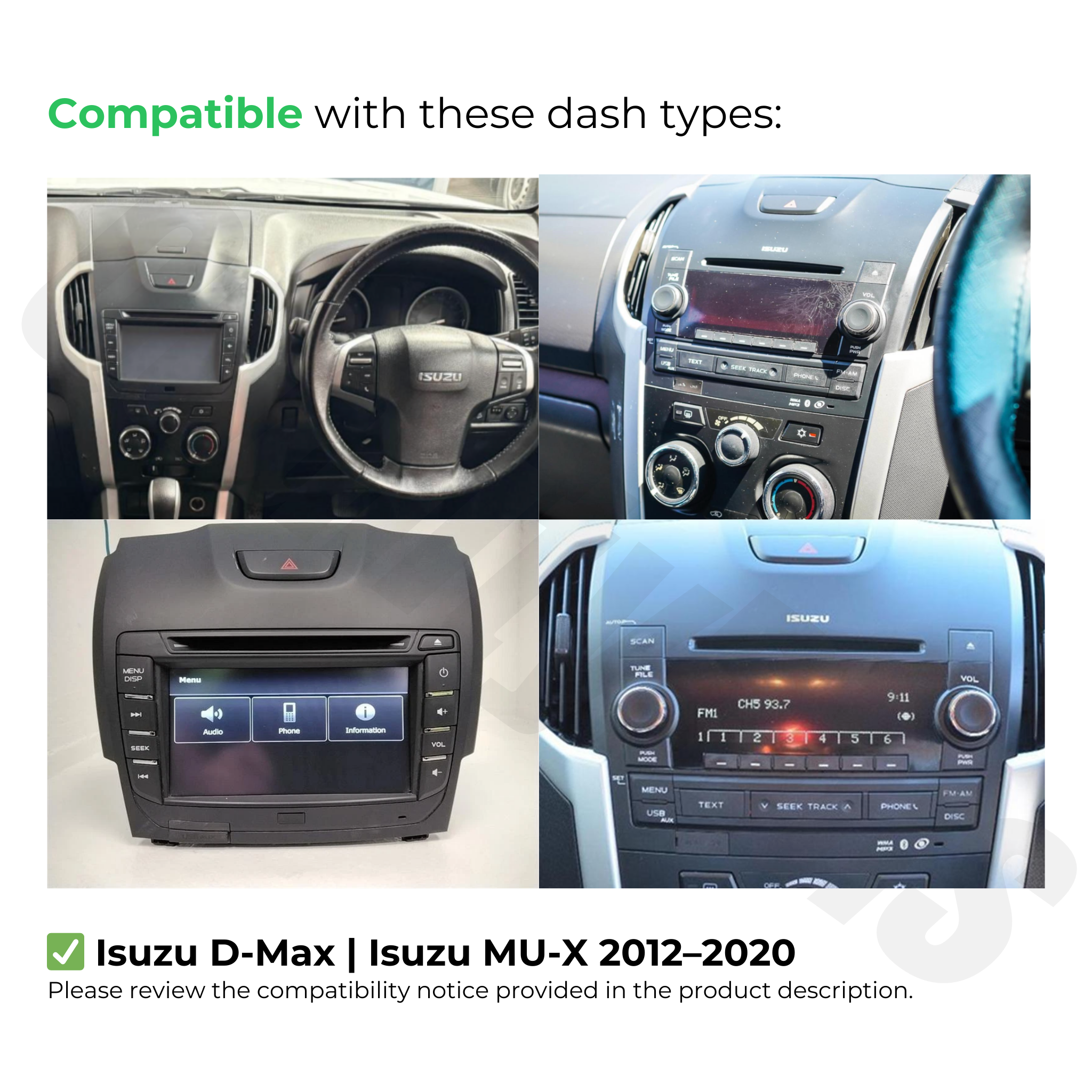 Isuzu D-Max & MU-X 2012–2020 | Apple CarPlay & Android Auto Head Unit Upgrade Kit