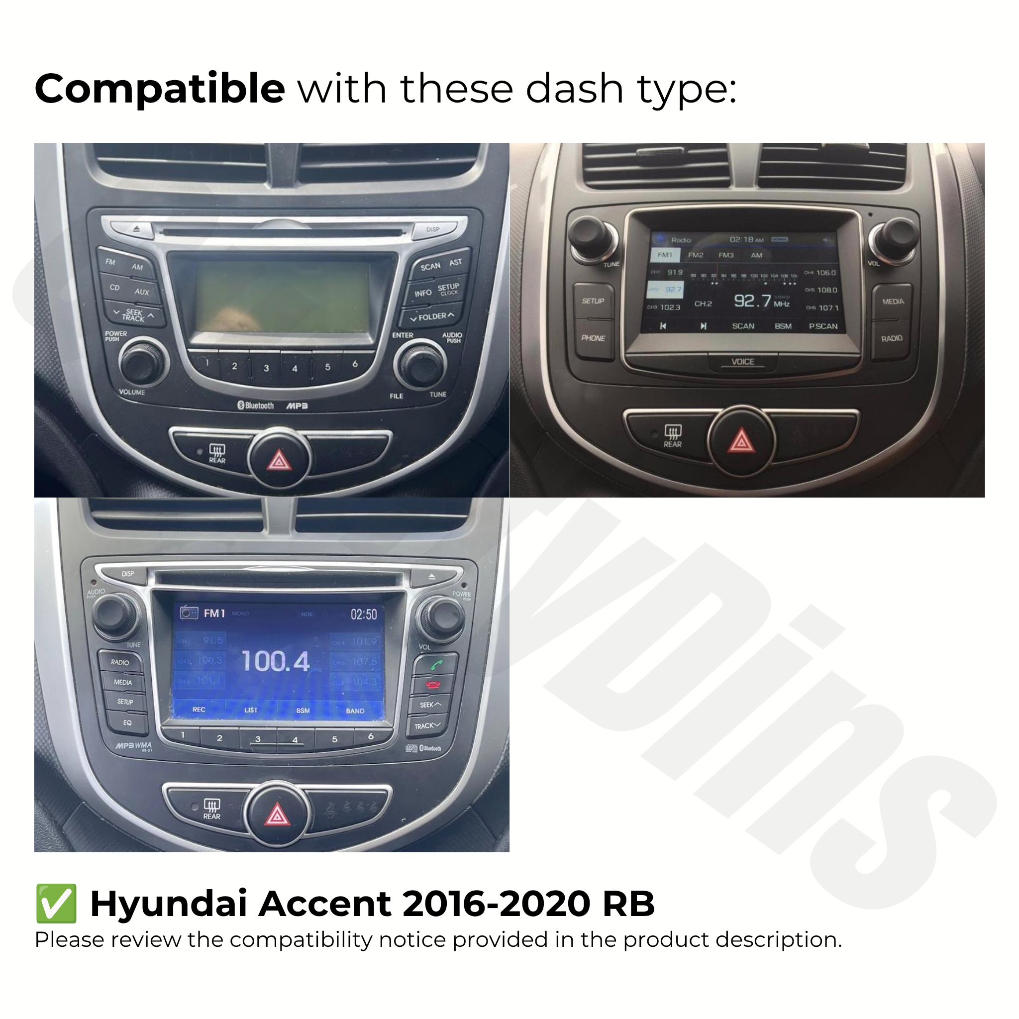 Hyundai Accent 2016-2020 RB | Apple CarPlay & Android Auto Head Unit Upgrade Kit