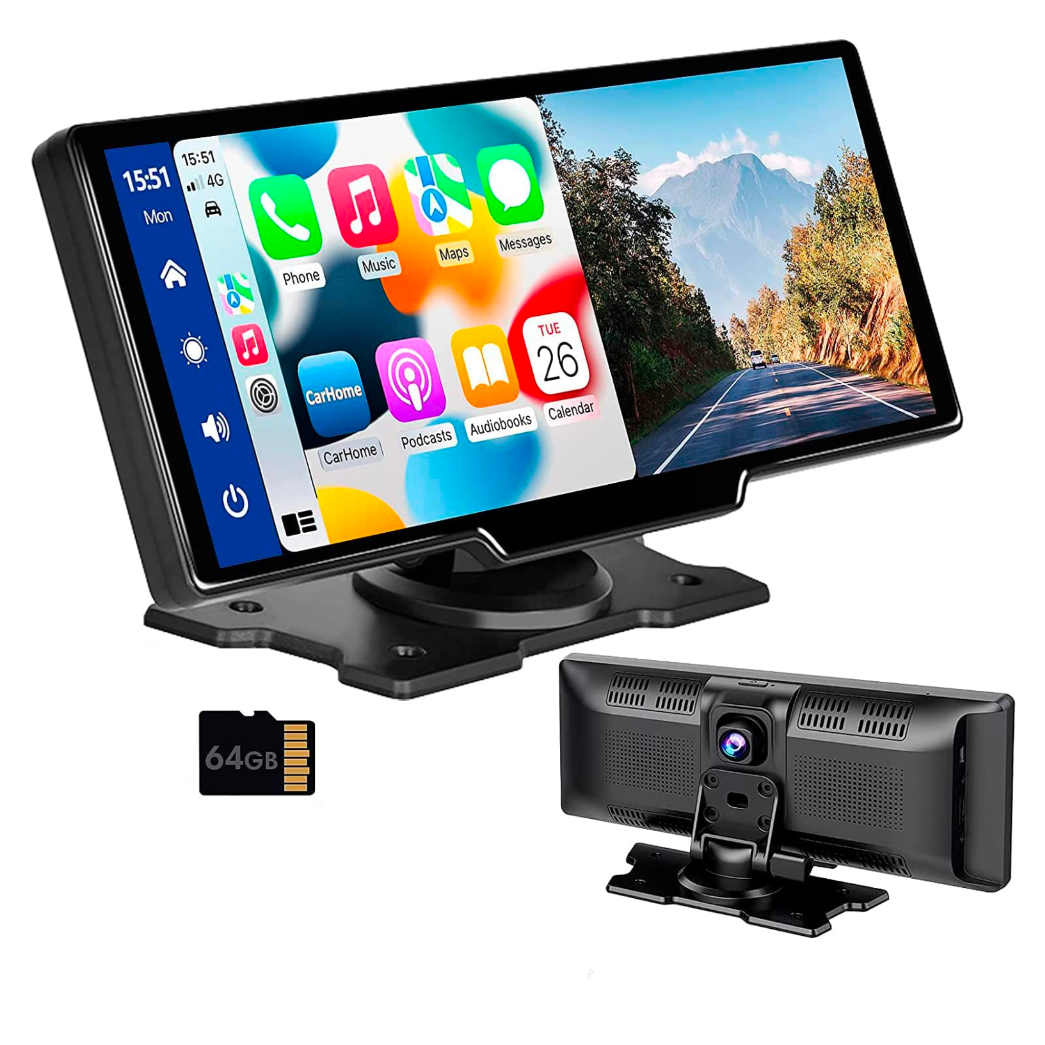 9.3" Wireless Apple Carplay & Android Auto 1080P Dash Camera & Car Stereo Touchscreen Unit - Loop Recording & Bluetooth + More!