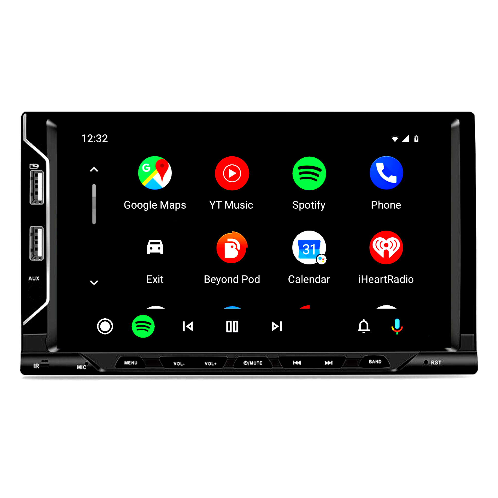 Wireless Apple CarPlay & Wired Android Auto 7 Inch Touchscreen Head Unit w/ 2 USB ports + Button Control