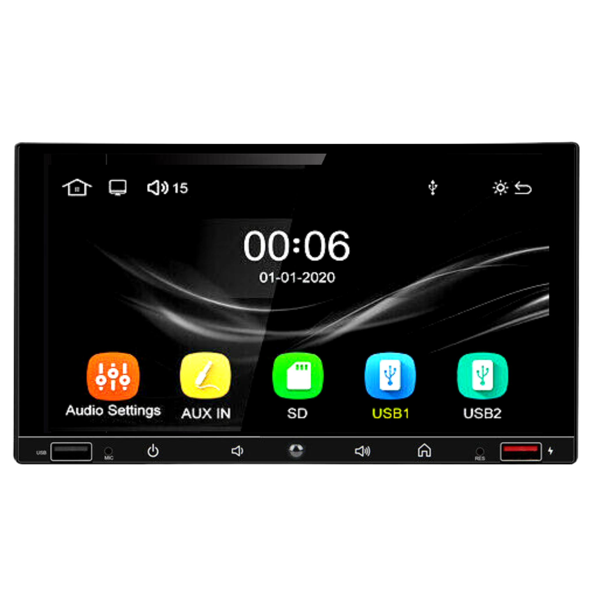 Apple CarPlay & Android Auto 7” Bottom Buttons + 2 USB Ports - A2916 Touchscreen Head Unit